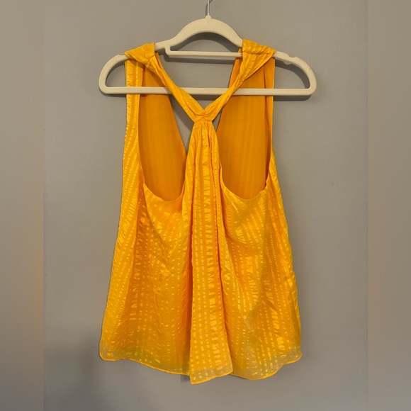 Frame Draped Halter Twist Textured Striped Silk Top Blouse in Kumquat Size Small - Picture 5 of 6
